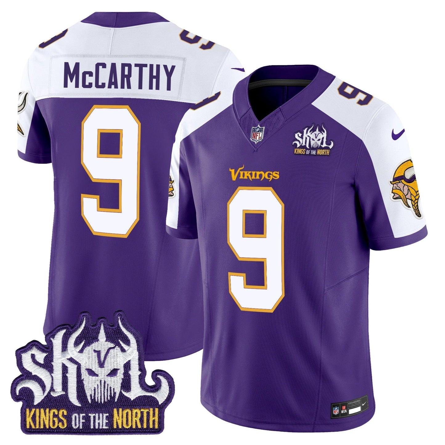 MIN King Of The North Patch Throwback Vapor Limited Jersey V2 - All Stitched-DTD