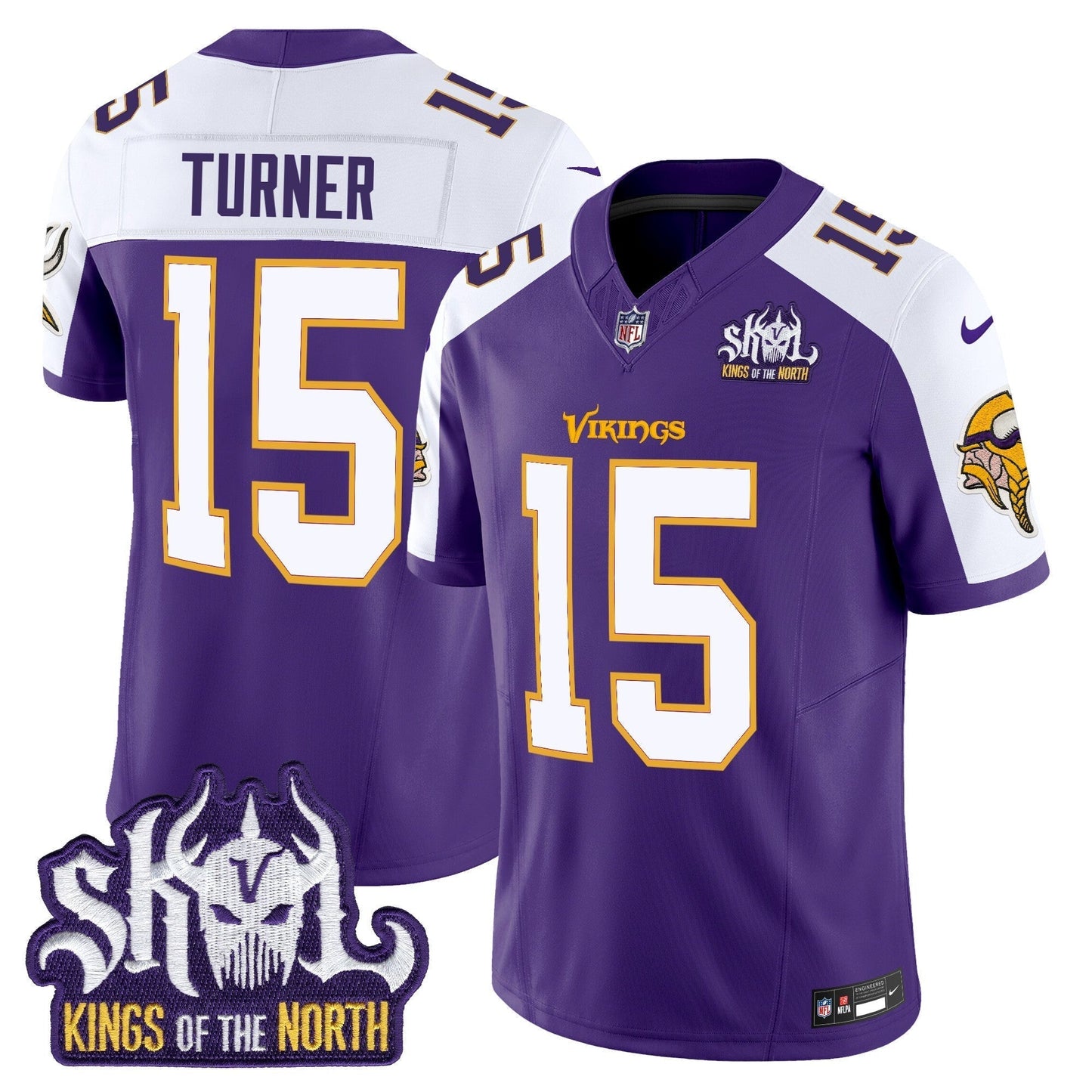MIN King Of The North Patch Throwback Vapor Limited Jersey V2 - All Stitched-DTD