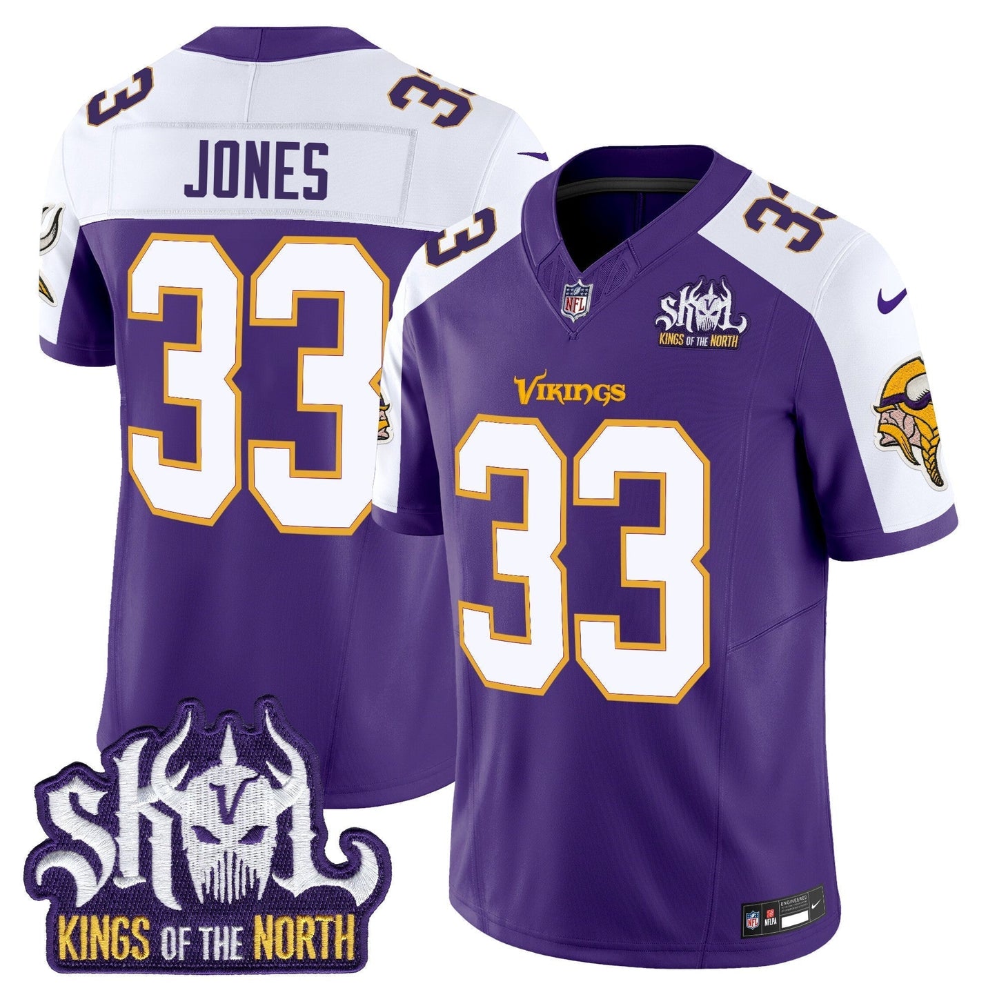 MIN King Of The North Patch Throwback Vapor Limited Jersey V2 - All Stitched-DTD