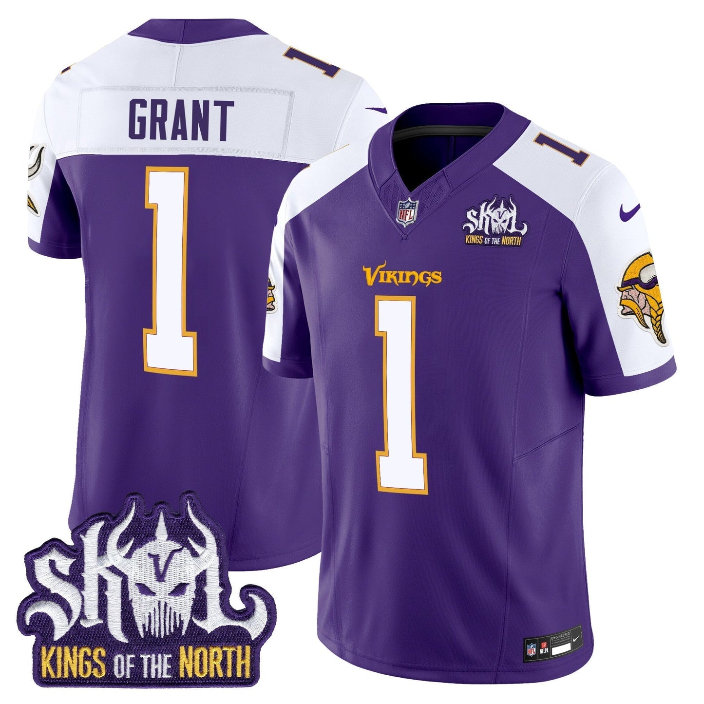 MIN King Of The North Patch Throwback Vapor Limited Jersey V2 - All Stitched-DTD