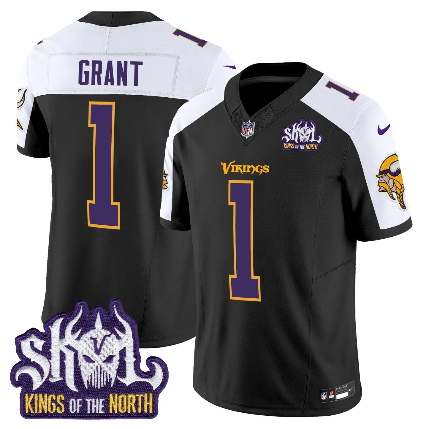 MIN King Of The North Patch Throwback Vapor Limited Jersey V2 - All Stitched-DTD