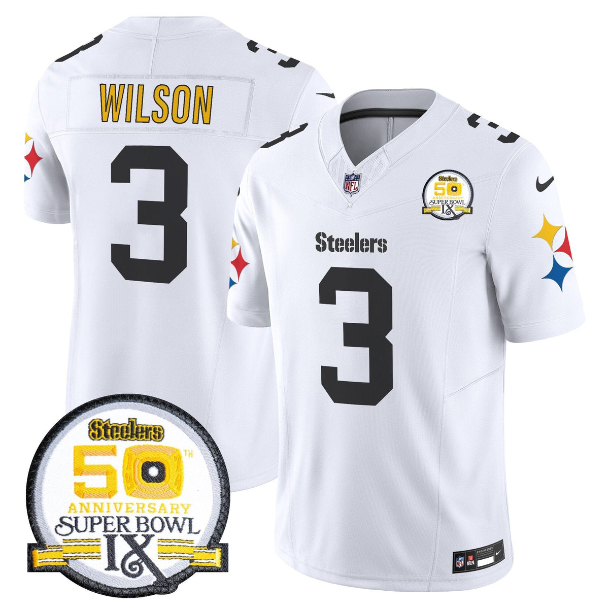 Steelers 50th Anniversary Of Super Bowl IX Patch Vapor Limited Jersey V2 - All Stitched-DTD