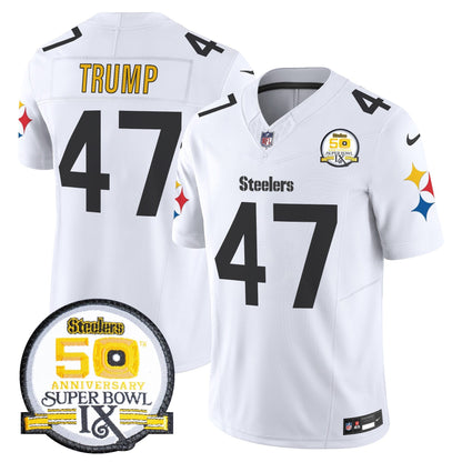 Steelers 50th Anniversary Of Super Bowl IX Patch Vapor Limited Jersey V2 - All Stitched-DTD