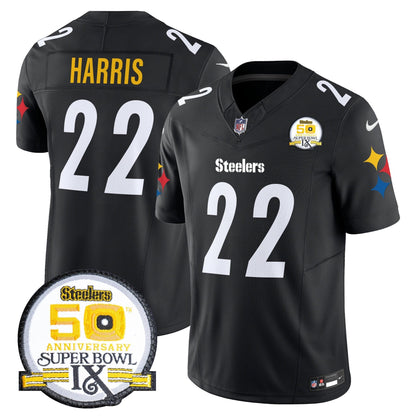 Steelers 50th Anniversary Of Super Bowl IX Patch Vapor Limited Jersey V2 - All Stitched-DTD