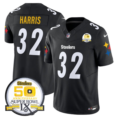 Steelers 50th Anniversary Of Super Bowl IX Patch Vapor Limited Jersey V2 - All Stitched-DTD