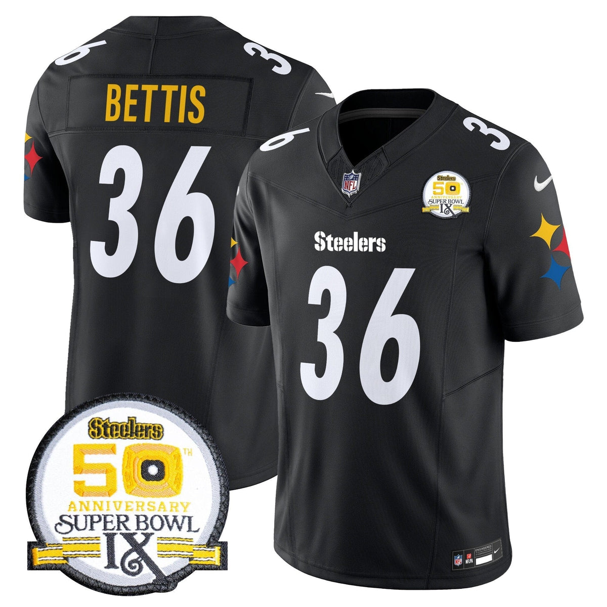 Steelers 50th Anniversary Of Super Bowl IX Patch Vapor Limited Jersey V2 - All Stitched-DTD
