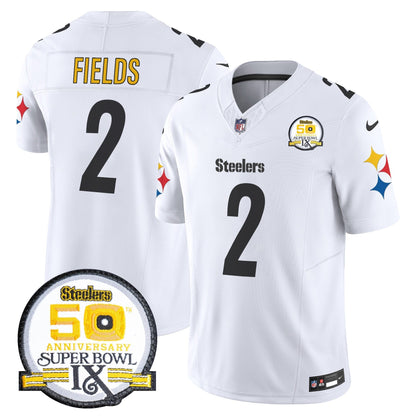 Steelers 50th Anniversary Of Super Bowl IX Patch Vapor Limited Jersey V2 - All Stitched-DTD
