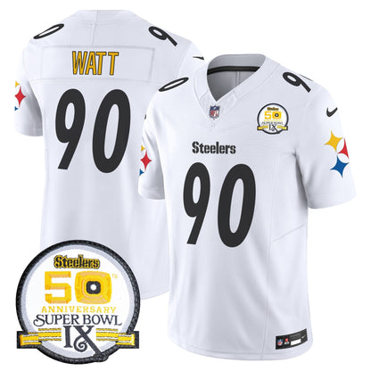 Steelers 50th Anniversary Of Super Bowl IX Patch Vapor Limited Jersey V2 - All Stitched-DTD