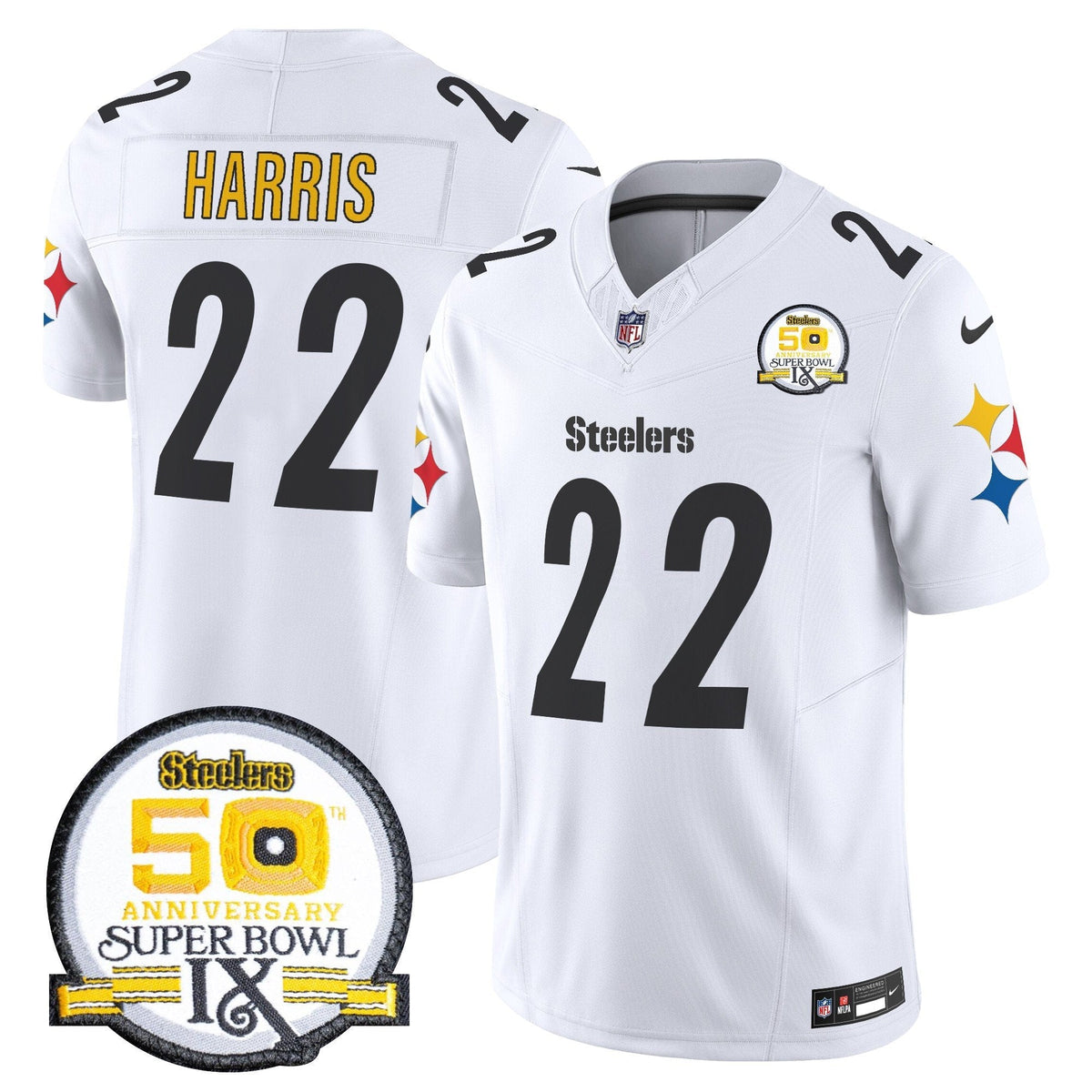 Steelers 50th Anniversary Of Super Bowl IX Patch Vapor Limited Jersey V2 - All Stitched-DTD