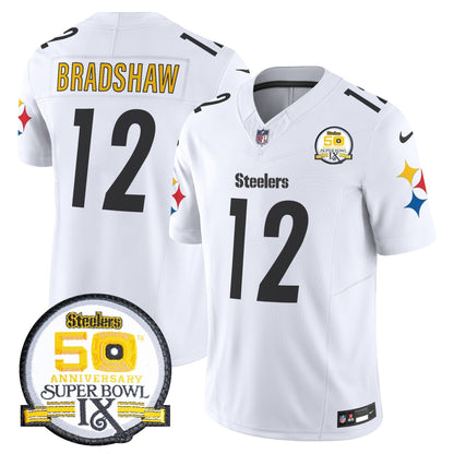 Steelers 50th Anniversary Of Super Bowl IX Patch Vapor Limited Jersey V2 - All Stitched-DTD