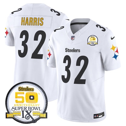 Steelers 50th Anniversary Of Super Bowl IX Patch Vapor Limited Jersey V2 - All Stitched-DTD