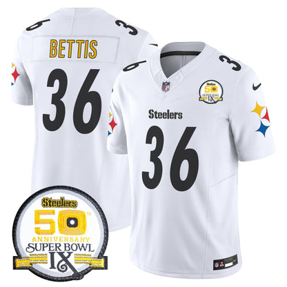 Steelers 50th Anniversary Of Super Bowl IX Patch Vapor Limited Jersey V2 - All Stitched-DTD