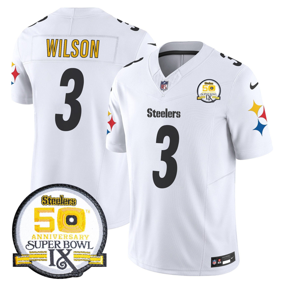 Steelers 50th Anniversary Of Super Bowl IX Patch Vapor Limited Jersey V2 - All Stitched-DTD