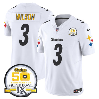 Steelers 50th Anniversary Of Super Bowl IX Patch Vapor Limited Jersey V2 - All Stitched-DTD