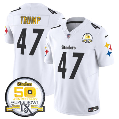 Steelers 50th Anniversary Of Super Bowl IX Patch Vapor Limited Jersey V2 - All Stitched-DTD