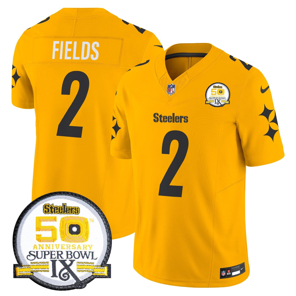 Steelers 50th Anniversary Of Super Bowl IX Patch Vapor Limited Jersey V2 - All Stitched-DTD