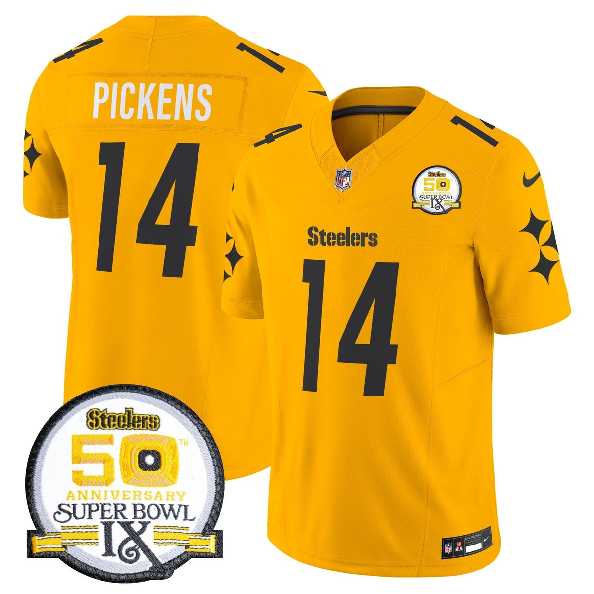 Steelers 50th Anniversary Of Super Bowl IX Patch Vapor Limited Jersey V2 - All Stitched-DTD