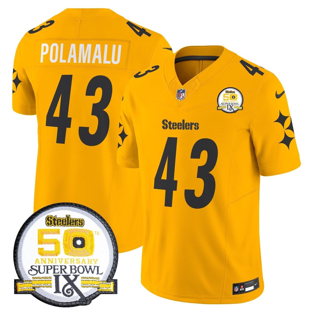 Steelers 50th Anniversary Of Super Bowl IX Patch Vapor Limited Jersey V2 - All Stitched-DTD