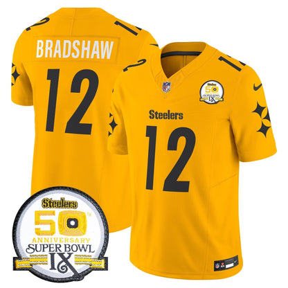 Steelers 50th Anniversary Of Super Bowl IX Patch Vapor Limited Jersey V2 - All Stitched-DTD