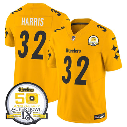 Steelers 50th Anniversary Of Super Bowl IX Patch Vapor Limited Jersey V2 - All Stitched-DTD