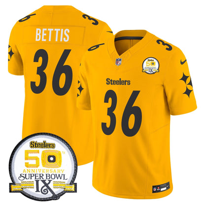 Steelers 50th Anniversary Of Super Bowl IX Patch Vapor Limited Jersey V2 - All Stitched-DTD