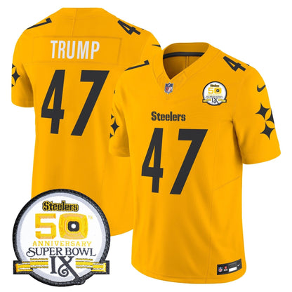 Steelers 50th Anniversary Of Super Bowl IX Patch Vapor Limited Jersey V2 - All Stitched-DTD