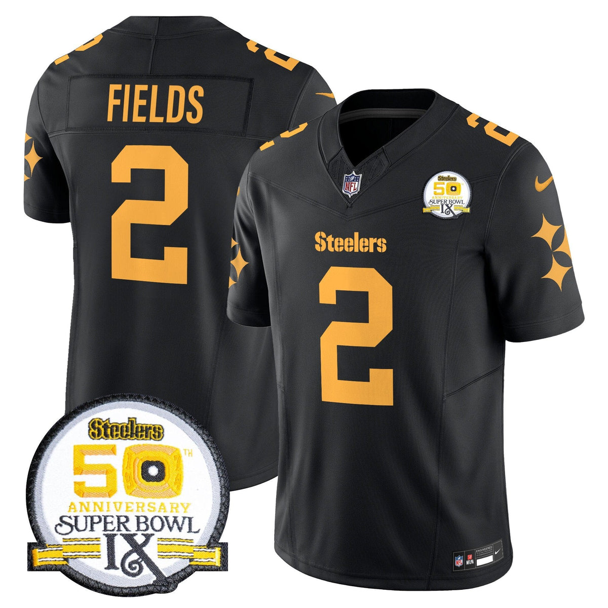 Steelers 50th Anniversary Of Super Bowl IX Patch Vapor Limited Jersey V2 - All Stitched-DTD