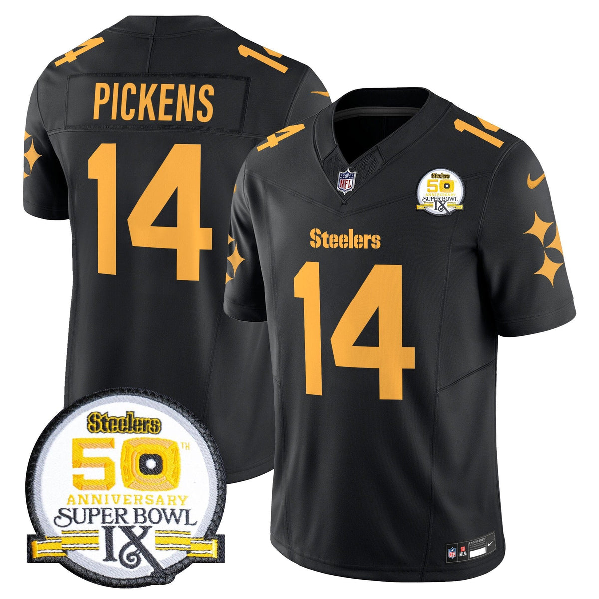 Steelers 50th Anniversary Of Super Bowl IX Patch Vapor Limited Jersey V2 - All Stitched-DTD