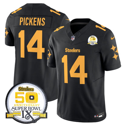 Steelers 50th Anniversary Of Super Bowl IX Patch Vapor Limited Jersey V2 - All Stitched-DTD