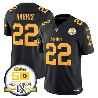 Steelers 50th Anniversary Of Super Bowl IX Patch Vapor Limited Jersey V2 - All Stitched-DTD