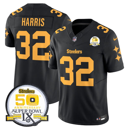 Steelers 50th Anniversary Of Super Bowl IX Patch Vapor Limited Jersey V2 - All Stitched-DTD
