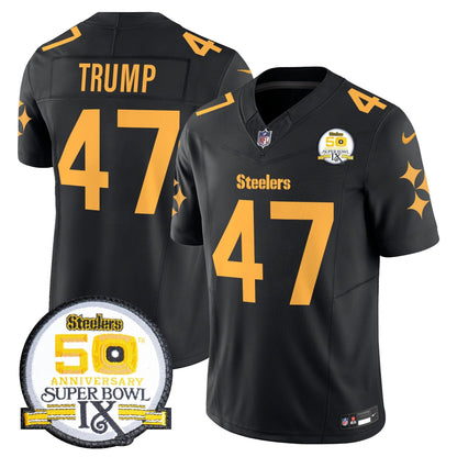 Steelers 50th Anniversary Of Super Bowl IX Patch Vapor Limited Jersey V2 - All Stitched-DTD