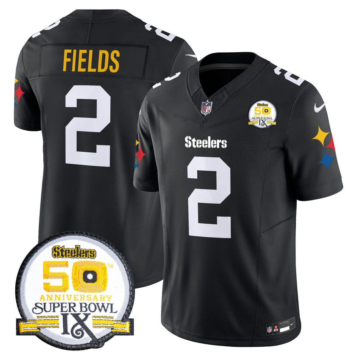 Steelers 50th Anniversary Of Super Bowl IX Patch Vapor Limited Jersey V2 - All Stitched-DTD