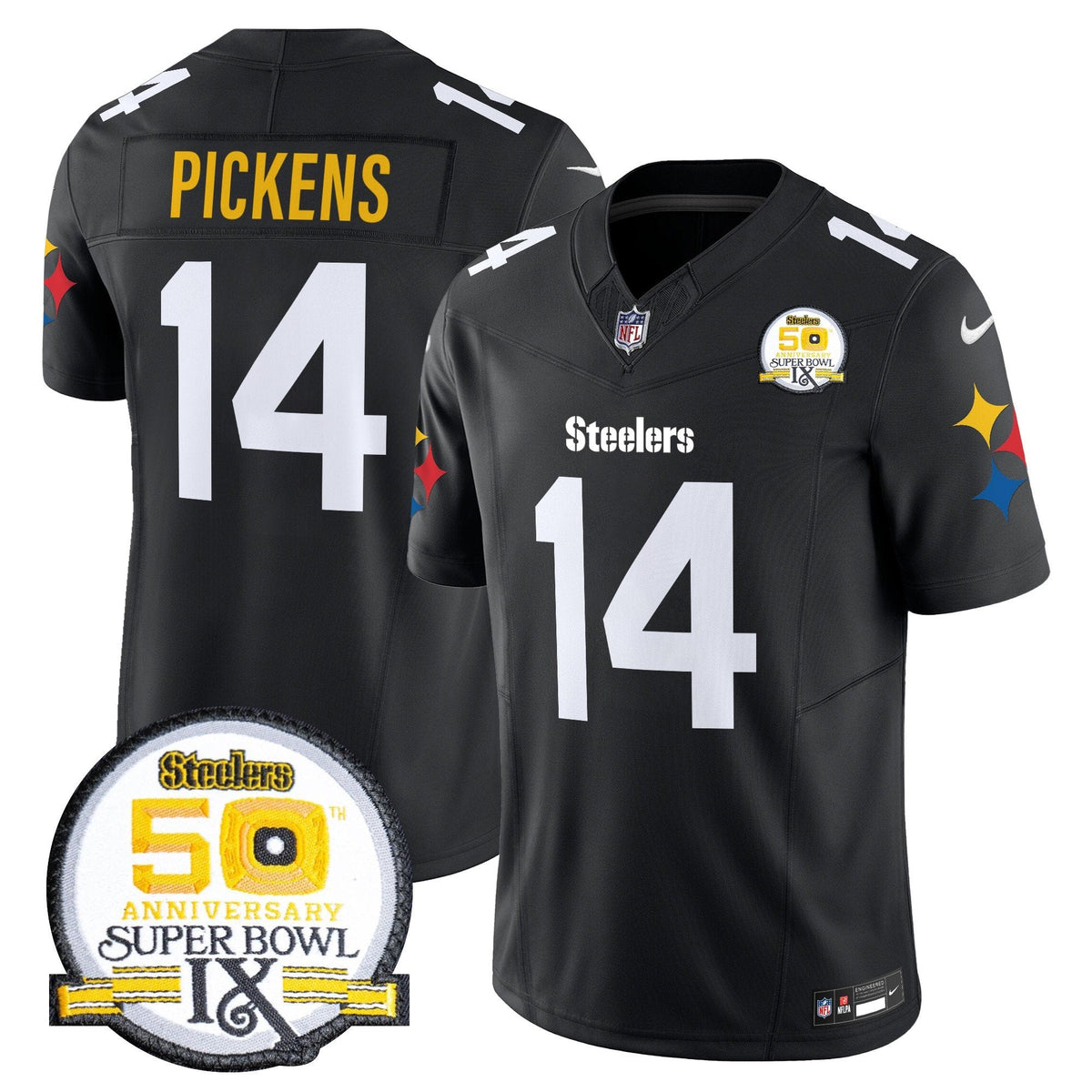 Steelers 50th Anniversary Of Super Bowl IX Patch Vapor Limited Jersey V2 - All Stitched-DTD