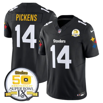 Steelers 50th Anniversary Of Super Bowl IX Patch Vapor Limited Jersey V2 - All Stitched-DTD