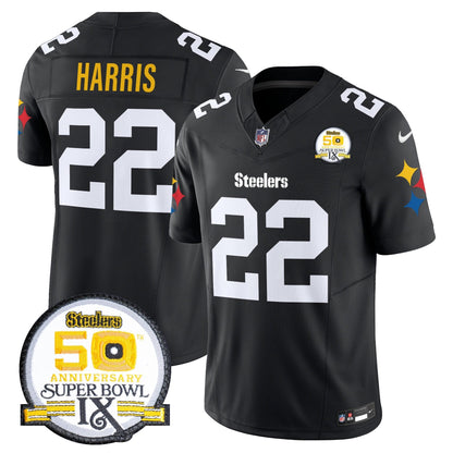 Steelers 50th Anniversary Of Super Bowl IX Patch Vapor Limited Jersey V2 - All Stitched-DTD