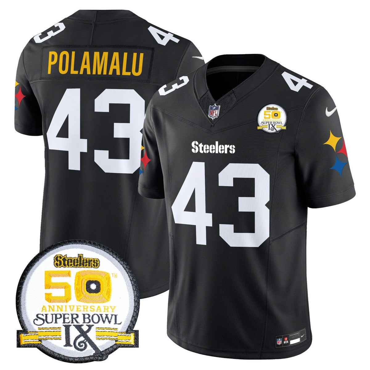 Steelers 50th Anniversary Of Super Bowl IX Patch Vapor Limited Jersey V2 - All Stitched-DTD