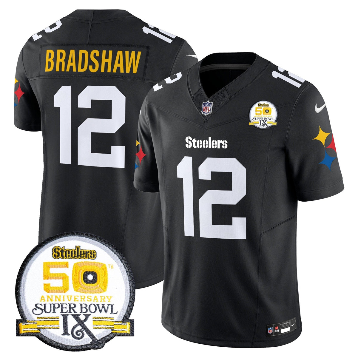 Steelers 50th Anniversary Of Super Bowl IX Patch Vapor Limited Jersey V2 - All Stitched-DTD