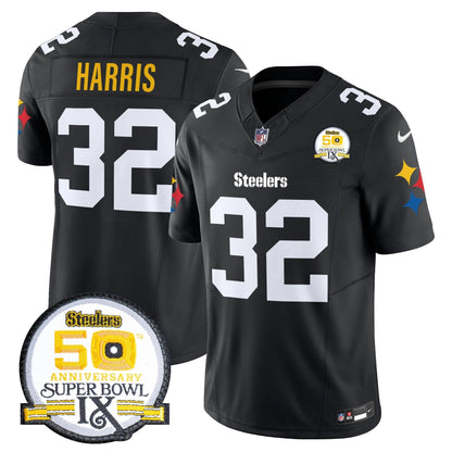 Steelers 50th Anniversary Of Super Bowl IX Patch Vapor Limited Jersey V2 - All Stitched-DTD