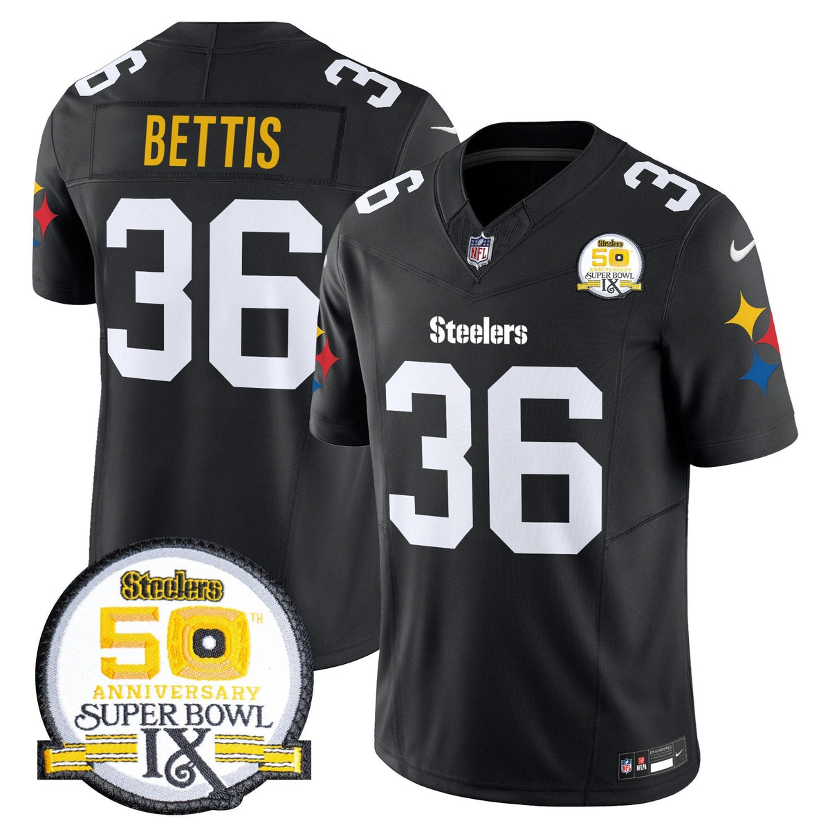 Steelers 50th Anniversary Of Super Bowl IX Patch Vapor Limited Jersey V2 - All Stitched-DTD