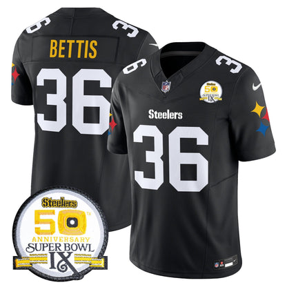 Steelers 50th Anniversary Of Super Bowl IX Patch Vapor Limited Jersey V2 - All Stitched-DTD