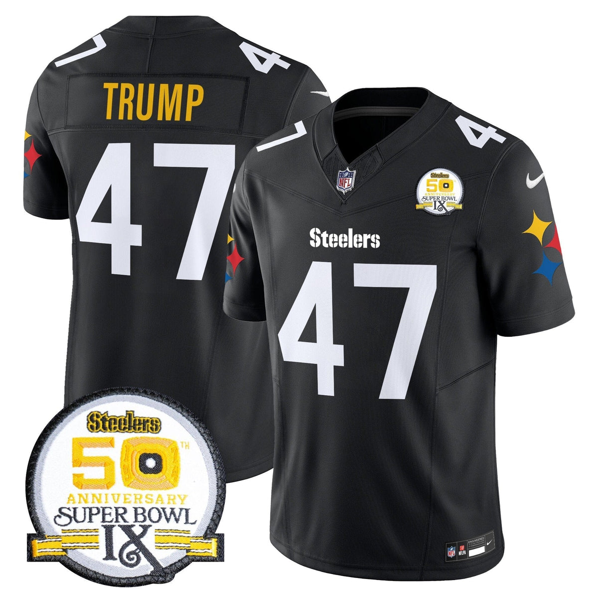 Steelers 50th Anniversary Of Super Bowl IX Patch Vapor Limited Jersey V2 - All Stitched-DTD