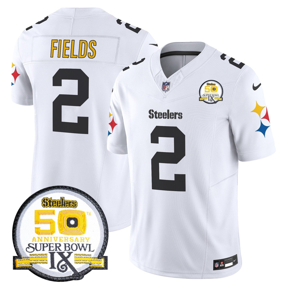 Steelers 50th Anniversary Of Super Bowl IX Patch Vapor Limited Jersey V2 - All Stitched-DTD
