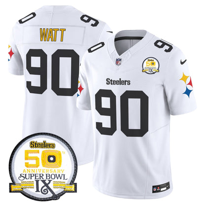 Steelers 50th Anniversary Of Super Bowl IX Patch Vapor Limited Jersey V2 - All Stitched-DTD