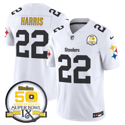 Steelers 50th Anniversary Of Super Bowl IX Patch Vapor Limited Jersey V2 - All Stitched-DTD