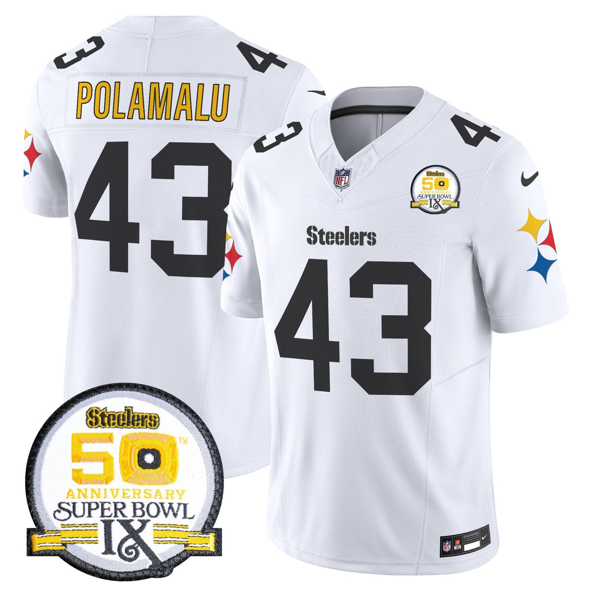 Steelers 50th Anniversary Of Super Bowl IX Patch Vapor Limited Jersey V2 - All Stitched-DTD