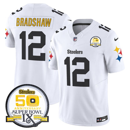 Steelers 50th Anniversary Of Super Bowl IX Patch Vapor Limited Jersey V2 - All Stitched-DTD