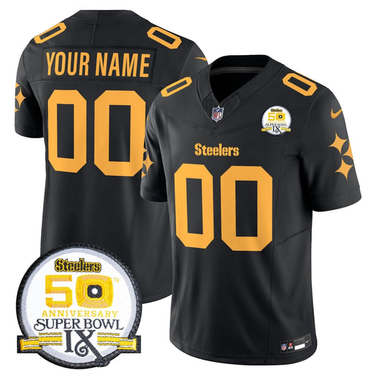 Steelers 50th Anniversary Of Super Bowl IX Patch Vapor Limited Custom Jersey V2 - All Stitched-DTD