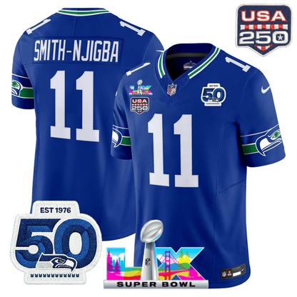 SEA Super Bowl LX - 50th Anniversary Patch Gold Vapor Limited Jersey N6 - All Stitched-DTD