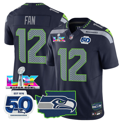 SEA Super Bowl LX - 50th Anniversary Patch Vapor Limited Jersey N88 - All Stitched-DTD